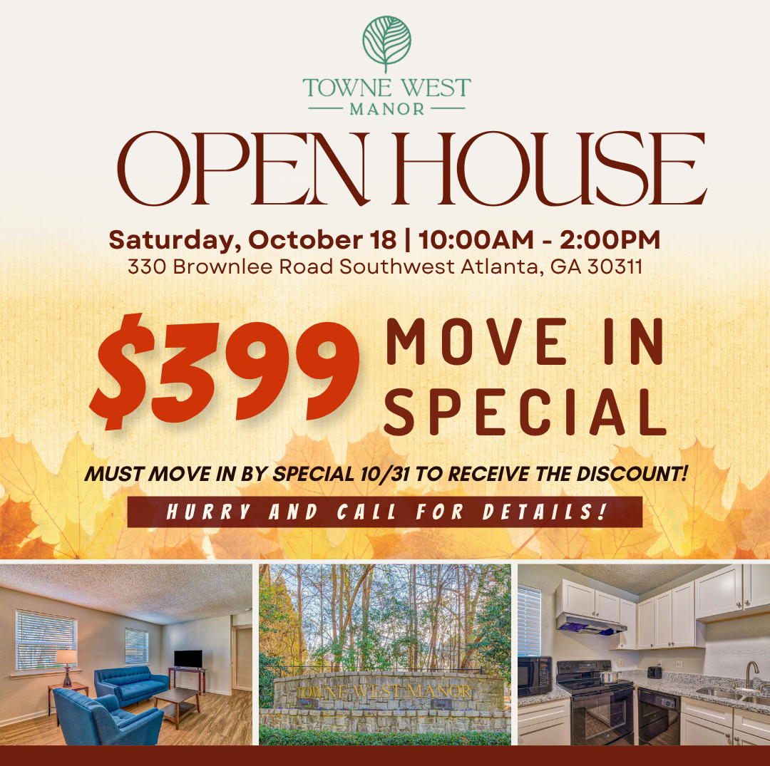 $399 move in special.  Must move in by special 10/31to receive the discount! Hurry and call for details!
